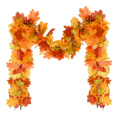 JazzHer Artificial Autumn Maple Leaves Garland Vine Hanging Plant for Thanksgiving Halloween Fireplace Decoration Christmas Home Decor