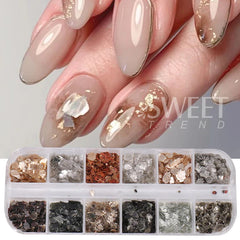 JazzHer 3D Abalone Shell Nail Art Decorations Glitter Irregular Marble Mica Slice Gem Gradient Pearl Natural Manicure Paillette Flakes