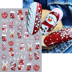 JazzHer Christmas Cartoon Nail Stickers Santa Claus Snowman Gloves Self Adhesive Sliders Nail Decals Snowflake Manicure Art  Decoration