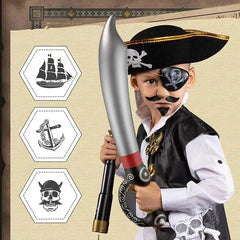 JazzHer 5Pcs Pirate Party Inflatable Sword Kids Pirate Theme Birthday Party Decor Favors Gift Toy Halloween Captain Cosplay Supply Props