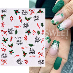 JazzHer 3D Stripe Christmas Nail Sticker Winter New Year Snowman Snowflake Decal Rabbit Santa Tree Slider For DIY Manicure Decorations