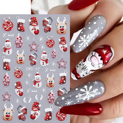 JazzHer Christmas Cartoon Nail Stickers Santa Claus Snowman Gloves Self Adhesive Sliders Nail Decals Snowflake Manicure Art  Decoration