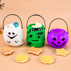 JazzHer 6/1Pcs Pumpkin Bucket Container Kids Trick or Treat Gift Favors Box Cookie Snack Holder Halloween Party Props Home Decoration