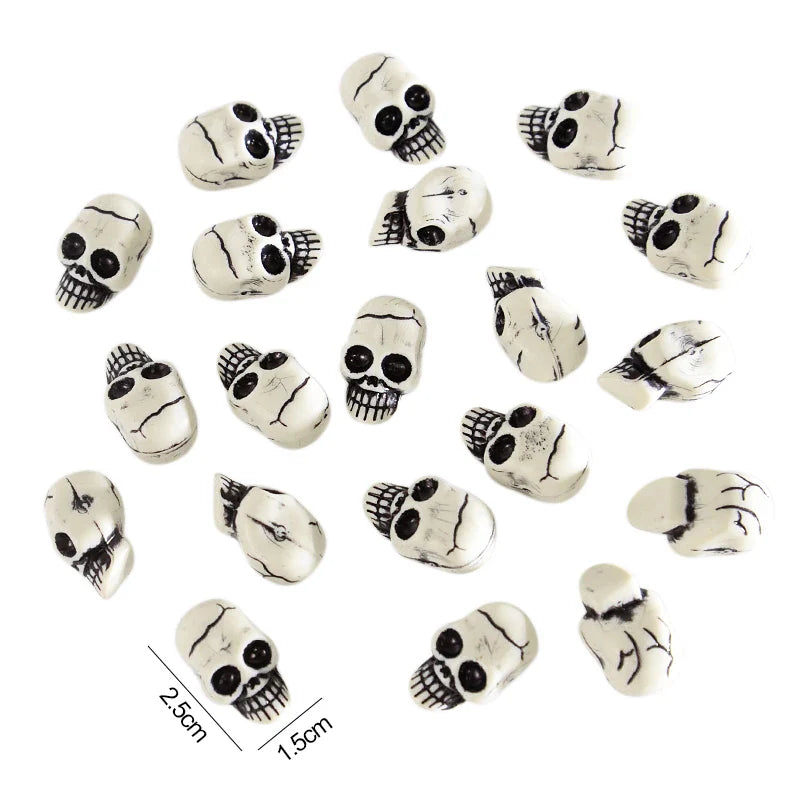 JazzHer 10pcs Mini Skull Skeleton Scary Halloween Party Decorations for Home Table Resin Ghost Skeleton Head Haunted House Horror Props