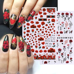 JazzHer 3D Rose Design Nail Art Stickers Sliders For Nails Design Butterfly Flowers Snake Self Adhesive Decals Manicure Wrap Decorations