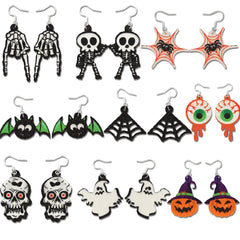 JazzHer Cross-Border New Halloween Earrings, Spider Bat Earrings, Party Decorations For Adults And Children, Scary And Funny Earrings