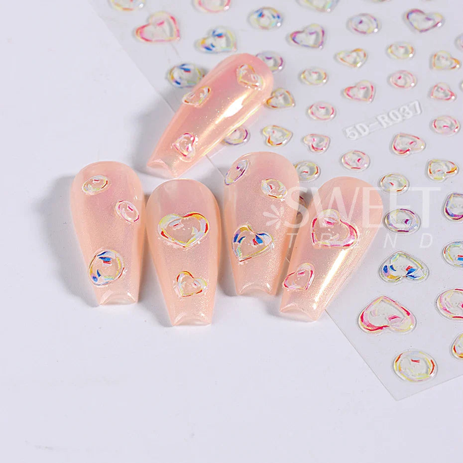 JazzHer 1PC Transparent Bubble Nails Art Sticker Cute Lovely Bubbles Nail Decals Self-Adhesive 5D Embossed Bubble DIY Manicure Sliders