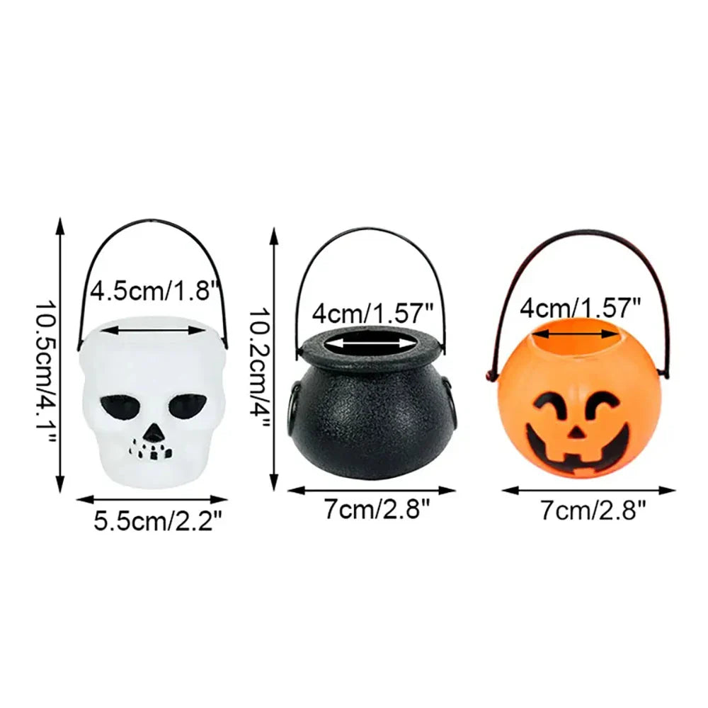 JazzHer Halloween Witch Cauldron Decoration,Mini Black Plastic Witches Cauldron,Halloween Candy Basket,Trick Or Treat Bucket