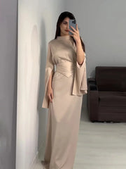 JazzHer Eid women Party Dress Satin Abaya for woman Slim Fit Split Sleeve Jalabiya Ramadan Long Dresses Woman Robe Vestidos Largos 2024