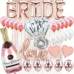 JazzHer Bride Banner Rose Gold Champagne Bottle Baloons Bridal Shower Balloon Kit Bachelorette Party Decorations