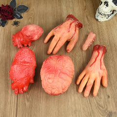 JazzHer Halloween Horror Props Bloody Hand Haunted House Party Decoration Scary Fake Hand Finger Leg Foot Brain Heart Halloween Supplies