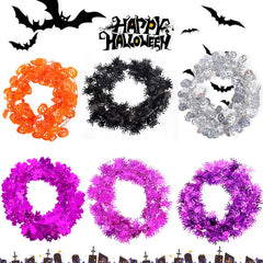 JazzHer Halloween Wreath, Diy Halloween Rattan, Pumpkins, Skulls, Bats, Colorful Garlands, Halloween Decorations,