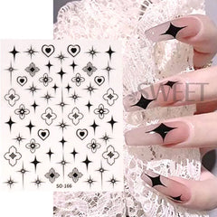 JazzHer Gold Silver Star Nail Art Sticker Self Adheisve Y2K Style Laser White Chrome Manicure Charms Gel Polish Decals Kawaii Accesories