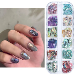 JazzHer Abalone Shell Nails Stone Flakes Mermaid Gradient Fragment 3D Slices Flakes Japanese Nail Art Design Manicure Accessories LYBY