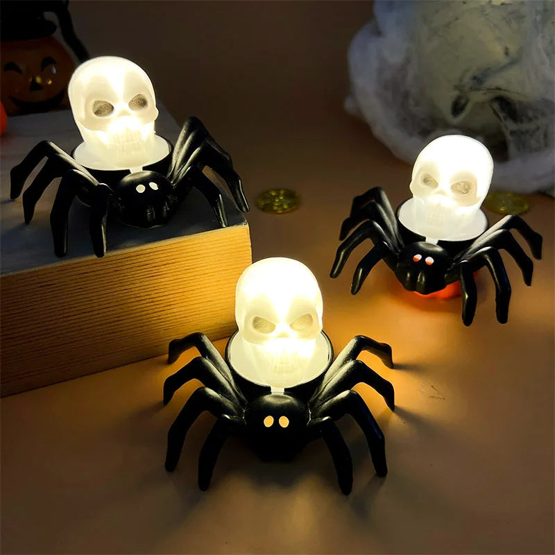 JazzHer Halloween LED Candle Light Glow Spider Skull Lamp for Halloween Party Home Bar Decoration Haunted House Horror Props Ornament