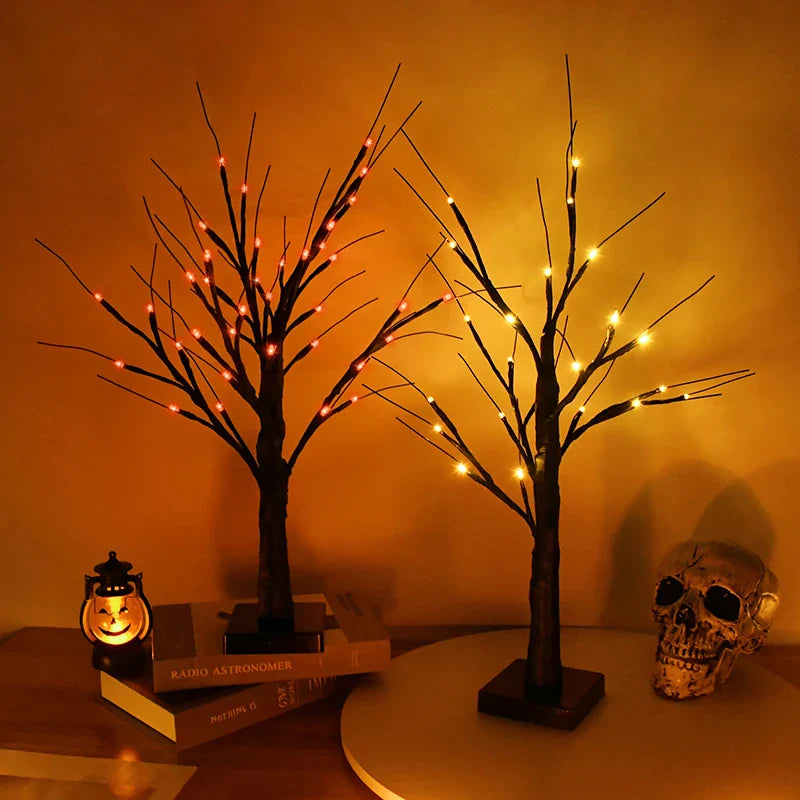 JazzHer Halloween Decor LED Birch Tree Light Halloween Party Hanging Ornaments Tree Decorations for Home Table Kids Gift Christmas Lamp