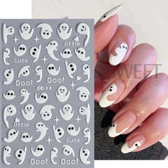 JazzHer 3D Luminous Halloween Ghost Nail Art Stickers Spider Web Bat Self-adhesive Sliders Nail Glowing in the Dark Manicure Decoration