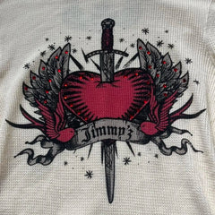 JazzHer Mall Goth Y2K Aesthetics Grunge Tees Retro Heart Sword Print T Shirt Women Long Sleeve Slim Fit Sweats Tops 90s Vintage Clothes