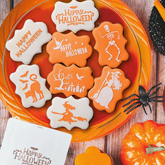 JazzHer Halloween Cookie Coffee Spray Stencils Template Mesh Biscuit Cutter Fondant Cake Mold DIY Halloween Party Decoration Baking Tool