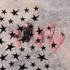 JazzHer 3D Pink Sliver Stars Nails Stickers Bronzing Laser White Y2K Adhesive Kawaii Star Series Sliders Decals Manicure Decorations