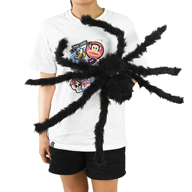 JazzHer Horror Giant Black Plush Spider Halloween Party Decoration Props Kids Children Toys Haunted House Decor