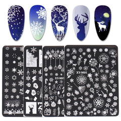 JazzHer 1 PC Nail Stamping Plates Christmas French Line Steel Printing Stencil  Snowflakes Nail Stamp Templates Nail Art Manicure Tools