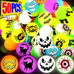 JazzHer 10-50Pcs Halloween Glow in The Dark Bouncing Ball Toy Kids Trick or Treat Gift Goodie Bag Filler Halloween Party Favors Supplies