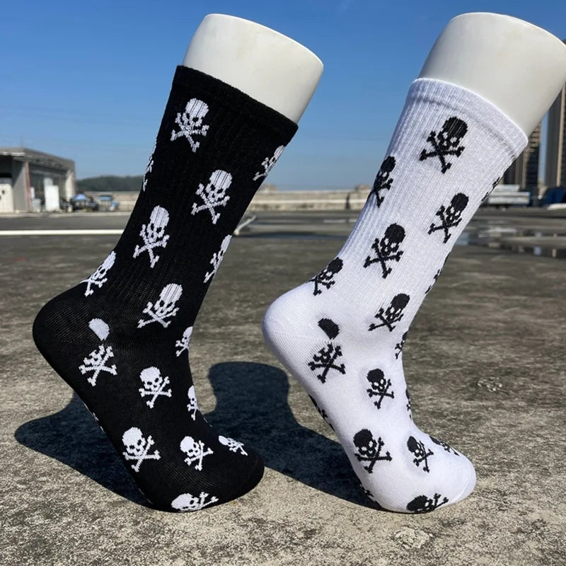 JazzHer New Casual Women Socks Halloween Socks creative Cosplay Long Socks Bone web Male Socks Black & White Socks Couple socks