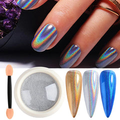 JazzHer 1 Box Nail Art Glitter Holograpihc Mirror Powder Chrome Silver Bubble Pigment Dust Rose Gold Shiny Flakes For Manicure LYLF01-07