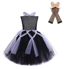 JazzHer Halloween Awakecrm Black Dress For Girls Halloween Costume Tutu Dress Spider Witch Kids Party Dresses Tulle Long Dress Children Cosplay Clothing