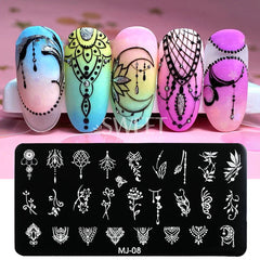 JazzHer Halloween Series Snake Nails Stamping Plate Scratches Blood Eye Skull Pattern Template Holiday Charm Mold Manicure Stencil Tools