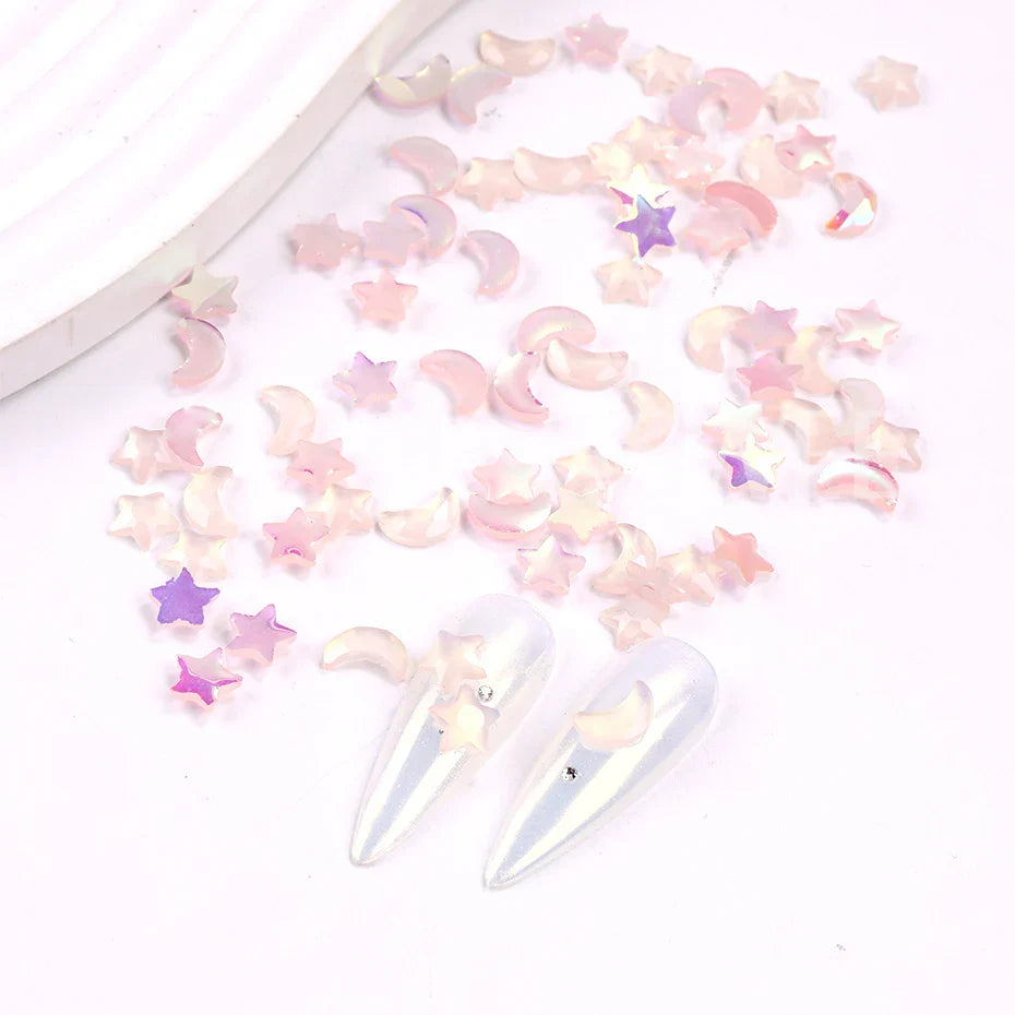 JazzHer Mixed Size Aurora Star Shape Nail Charms Diamonds Resin Love Jewelry DIY 3D Nails Art Accessories Crystal Manicure Decoration