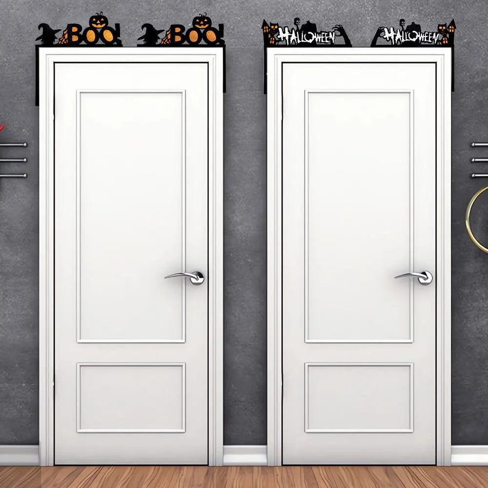 JazzHer Halloween Door Frame Decoration,Bats,Pumpkins,Spider Webs,Door and Window Corner Stickers, Halloween Home Decoration