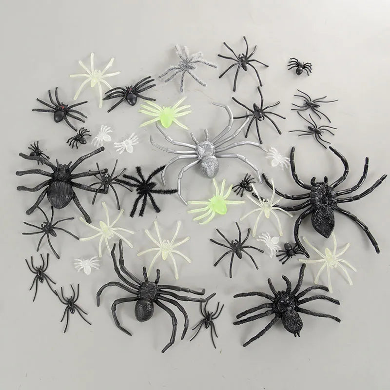 JazzHer 1Set Simulation Plastic Spider Bat Insect Bugs for Halloween Party Fools'Day Decoration Haunted House Scary Props Kids Trick Toy