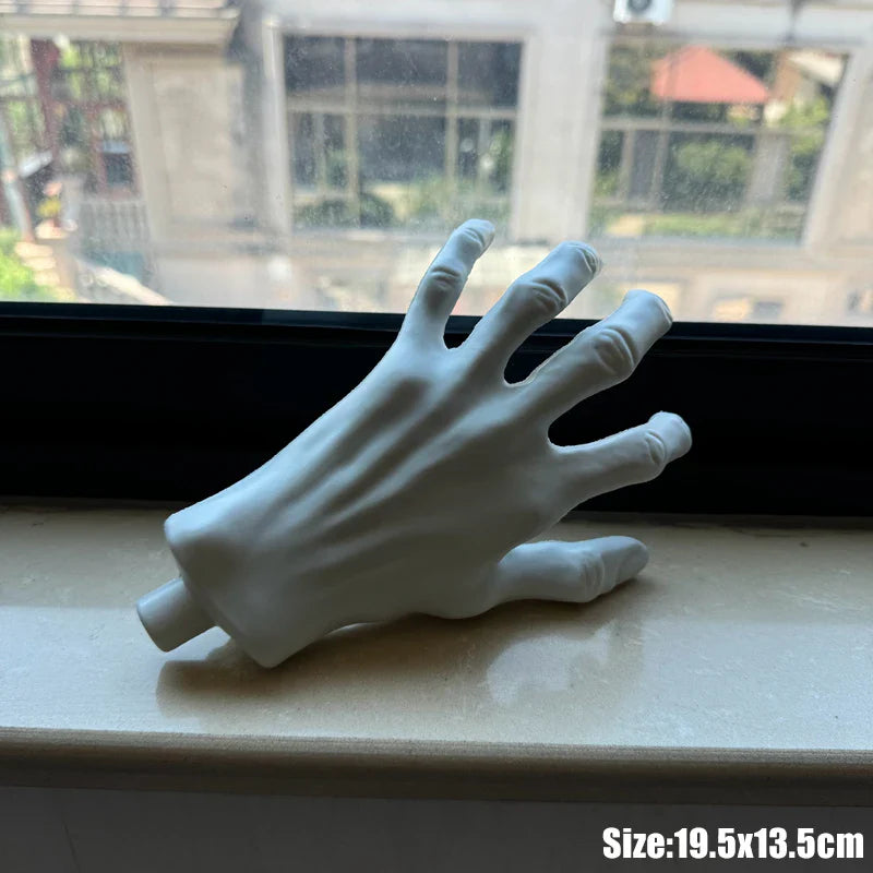 JazzHer 2Pcs Halloween Fake Skeleton Hands Realistic Human Hand Plastic Bone Halloween Party Home Decoration Haunted House Horror Props