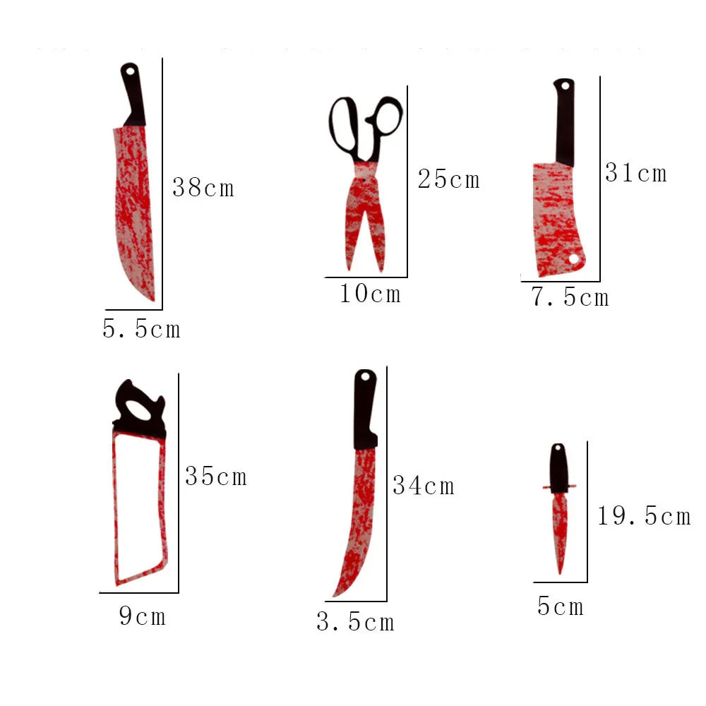 JazzHer Halloween Horror Blood Knife Banner,Scary Blood Halloween Decoration,Terror Haunted House Blood Knife Banner Garland