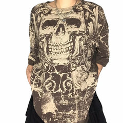 JazzHer Punk Style Mall Goth Grunge Skull Graphic Tops Cyber Y2K T-Shirt Vintage Aesthetic Gothic Harajuku Pullovers Tees Women