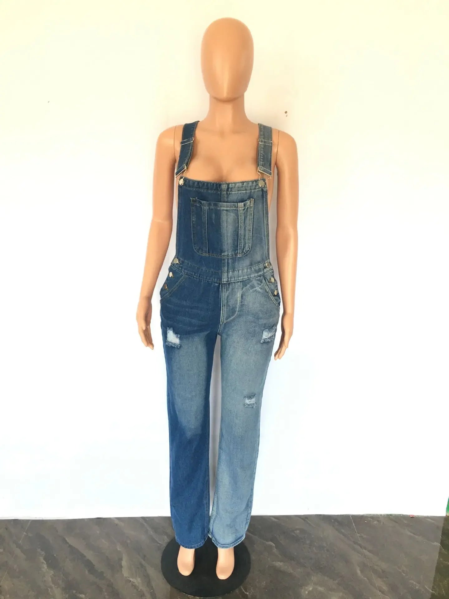 JazzHer Jumpsuits Women Streetwear Denim Overalls Vintage Pocket Casual Suspenders High Waist Strap Straight Jeans Trousers Rompers