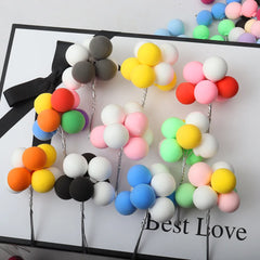 JazzHer 8pcs Ball Bundle Colorful Clay Balloons Cake Toppers Creative Cupcake Card Flag wedding Birthday Party Baby Shower Dessert Decor