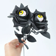 JazzHer 1/5Pcs Halloween Flowers Artificial Black Rose With Eyeball For Halloween Home Decoration Party Horror Props DIY Bouquets Craft