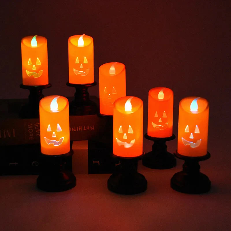 JazzHer Halloween Lights LED Candle Pumpkin Candlestick Happy Halloween Party Decoration for Home Haunted House Horror Props Kids Gifts