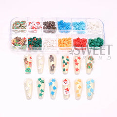 JazzHer Christmas Gingerbread Man Nail Art Charms Cartoon Kawaii Snowflakes Candy Nail Parts Supplies DIY Xmas Decoration Accessories