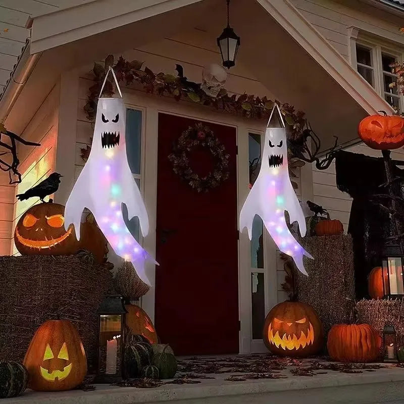 JazzHer Halloween LED Light Hanging Ghost For Halloween Party Home Outdoor Indoor Decoration Large Glowing Spooky Lamp Horror Props 2024