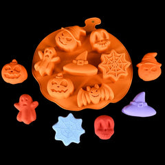 JazzHer Halloween Pumpkin Silicone Mold Ghost Bat Chocolate Cookie Candy Mould Halloween Party DIY Baking Tools Cake Decoration Ice Mold