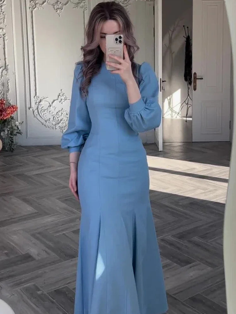 JazzHer Eid Party Dress for Women Vestidos Abaya Dresses Slim Fit Solid Jalabiya Ramadan Morocco Dubai Kaftan Islam Arab Long Robe 2024