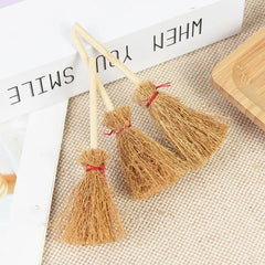 JazzHer 10/20pcs Mini Broom Witch Straw Brooms DIY Hanging Ornaments for Halloween Party Decoration Costume Props Dollhouse Accessories