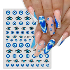 JazzHer Blue Evil Eyes Nail Art Stickers 3D Abstract Totem Eye Series Charms Adhesive Decals DIY Design Polish Manicure Decorations LYJO