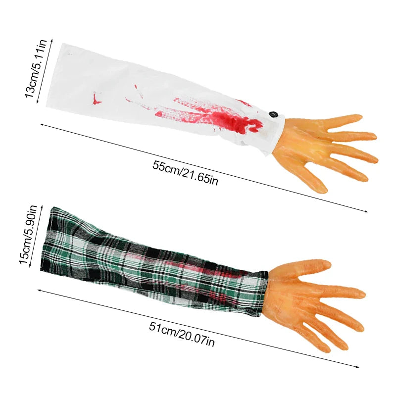 JazzHer Halloween Bloody Arm Props Fake Scary Severed Hand Human Body Parts Halloween Party Haunted House Decoration Cosplay Supplies