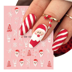 JazzHer 5D Winter Nails Embossed Stickers Santa Sweater Snowflakes Decals Christmas New Year Acrylic Textured Sliders Manicure LYSW-5D12