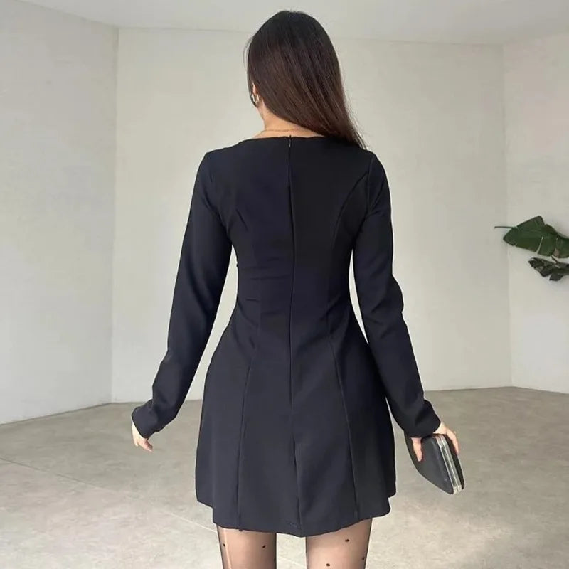 JazzHer Red Long Sleeve Evening Party Dress Women 2025 Bow Slim Robes Elegant Sexy Dress Bodycon Mini Autumn Dress Vestidos